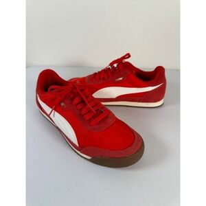 NWOT Puma Lace Up Casual Sneakers Size 8.5 Red White Low Top Tennis Shoes